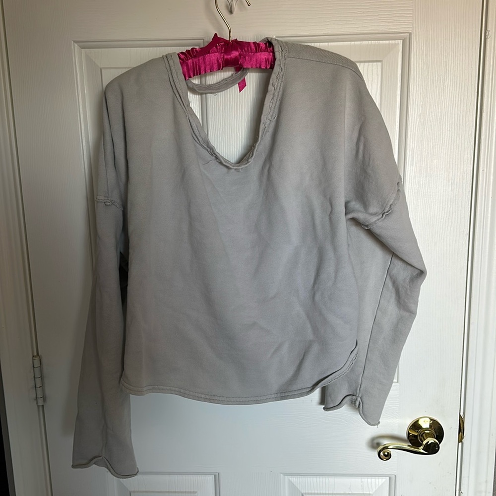 Free People Open Back Distressed Sweatshirt - Picture 3 of 8